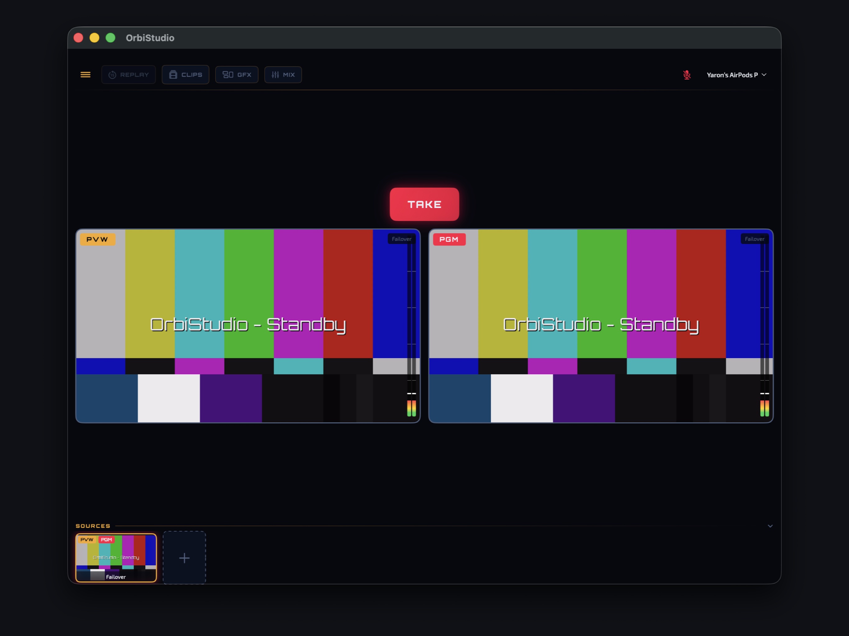 Live switching — PVW/PGM broadcast workflow